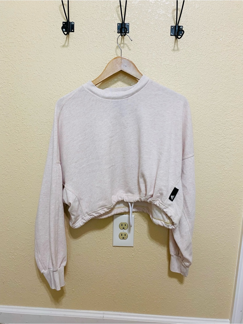 adidas Pale Pink Cropped Drawstring Sweatshirt